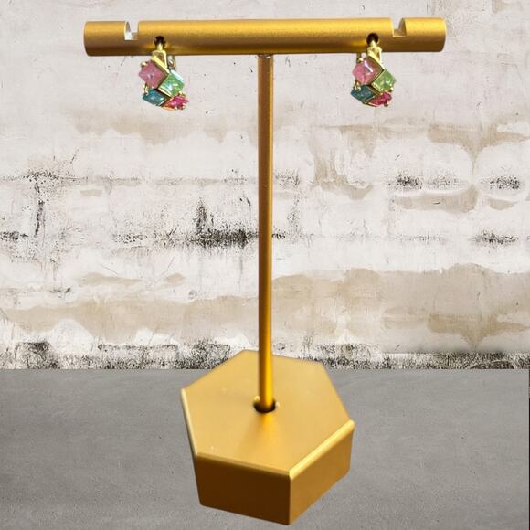 18K Gold Plated Rainbow Hoops NEW - Picture 1 of 6